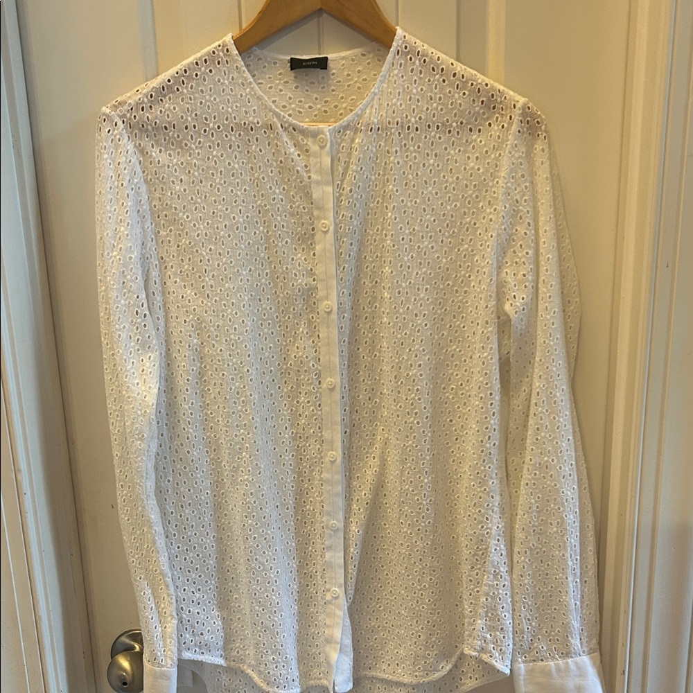 Joseph White Eyelet Button-Down Shirt